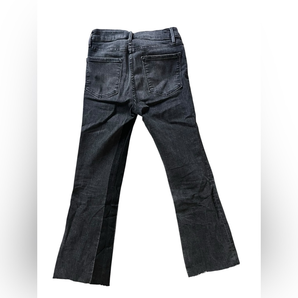 Frame Le Cropped Mini Boot Cut Jeans Women's 26 Y2K Whiskering Raw Hem Gray✅ - Picture 3 of 4